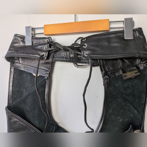 HARLEY DAVIDSON Black Leather Vintage Made In USA Chaps Size XS Women - Picture 7 of 15